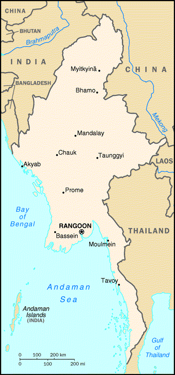 cities map of myanmar